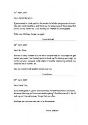 English Worksheet: Thank you letter examples