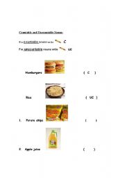 English worksheet: Decide whether countable or uncountable
