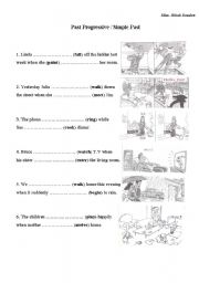 English Worksheet: Past prog and simple past
