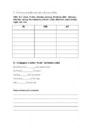 English worksheet: Prepositions, verb tobe