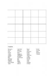 English worksheet: Country names BINGO sheet