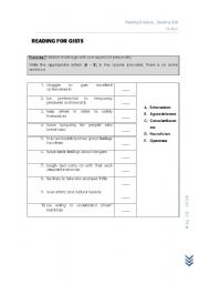 English Worksheet: Reading for Gist