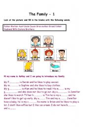 English Worksheet: the family