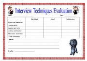 English worksheet: Interview Techniques (Evaluation)