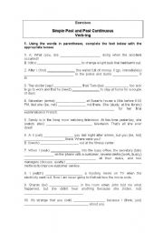 English Worksheet: Simple Past and Past Continuous Exercises