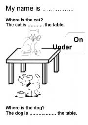 prepositions ON  UNDER