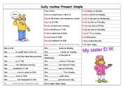 English Worksheet: Present Simple -Daily routine