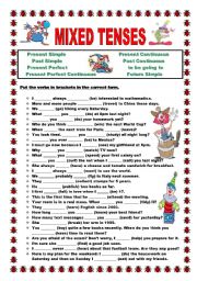 English Worksheet: Mixed tenses