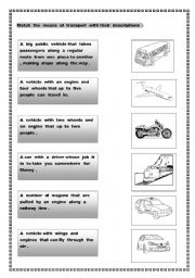 English Worksheet: mean of transport