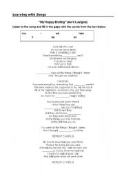 English Worksheet: Song to fill in with pronouns and possessives! Great for teenagers!