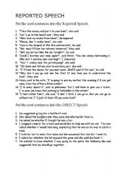 English Worksheet: reported speech