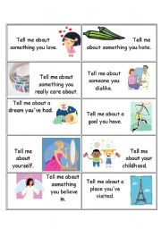 English Worksheet: Tell me about... Flashcards n. 1