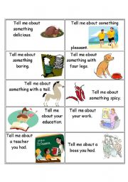 English Worksheet: Tell me about... flashcards 3
