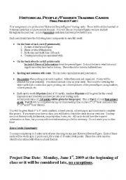 English Worksheet: Historical People/Figures Trading Cards