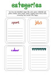 English Worksheet: categories 1