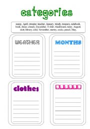 English Worksheet: categories 2