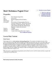 English Worksheet: Best Christmas Pageant Ever-Lesson Plan