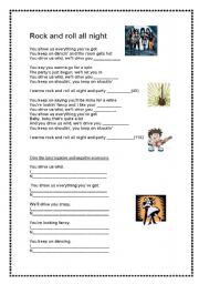 English Worksheet: ROCK AND ROLL ALL NIGHT
