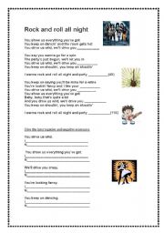 English worksheet: ROCK AND ROLL ALL NIGHT