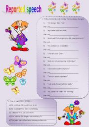 English Worksheet: REPORTED SPEECH