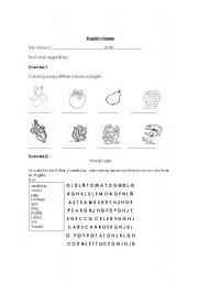 English worksheet: fruit and vegetables