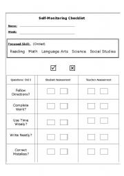 English worksheet: Self-Monitoring Checklist 