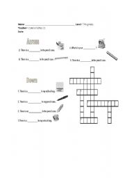 English worksheet: Crossword School Objects