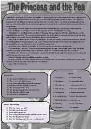 English Worksheet: The princess and the pea(second part grey version)