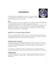 English worksheet: THE EARTH