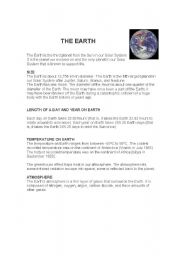 English Worksheet: THE EARTH