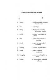 English worksheet: match the meanings