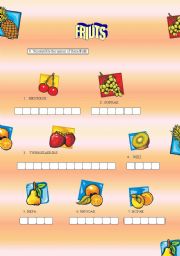 English worksheet: Fruits World 