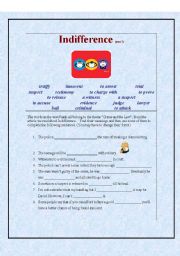 English Worksheet: Indifference, part 2