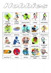 English Worksheet: Hobbies - pictionary