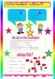 English Worksheet: JUNIORS GRAMMAR - POSSESSIVE S