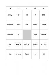 English Worksheet: Bingo -prepositions