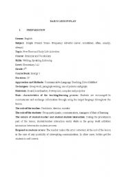 English Worksheet: lesson plan