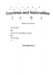 English worksheet: Countries and Nationalities - part 1