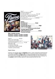 English Worksheet: Fame - From the 80s to a real school