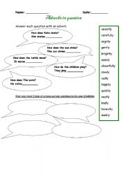 English Worksheet: Adverbs 