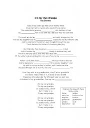 English Worksheet: Im my own grandpa - Song family members