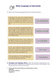 English Worksheet: Body language at interviews