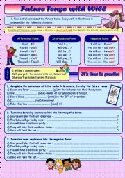 English Worksheet: Future tense with Will (Editable)
