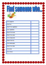 English Worksheet: Find Someone Who...