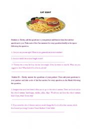 English Worksheet: eating habits