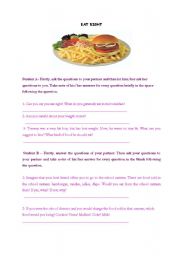 English worksheet: eating habits