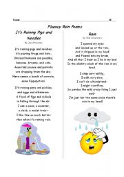 English Worksheet: Fluency Rain Poems