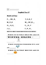 English worksheet: seasons days of week