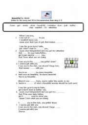 English worksheet: song 