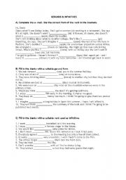 English worksheet: gerunds infinitives